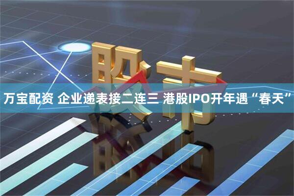 万宝配资 企业递表接二连三 港股IPO开年遇“春天”