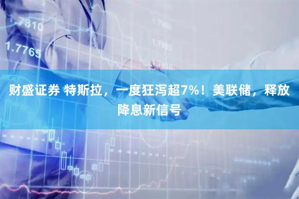 财盛证券 特斯拉，一度狂泻超7%！美联储，释放降息新信号